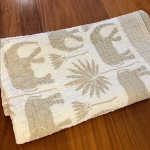 Serena & Lily Cotton Elephant Beige Baby Blanket Quilt